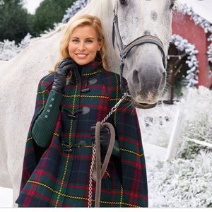 Talbots wool blend plaid cape
